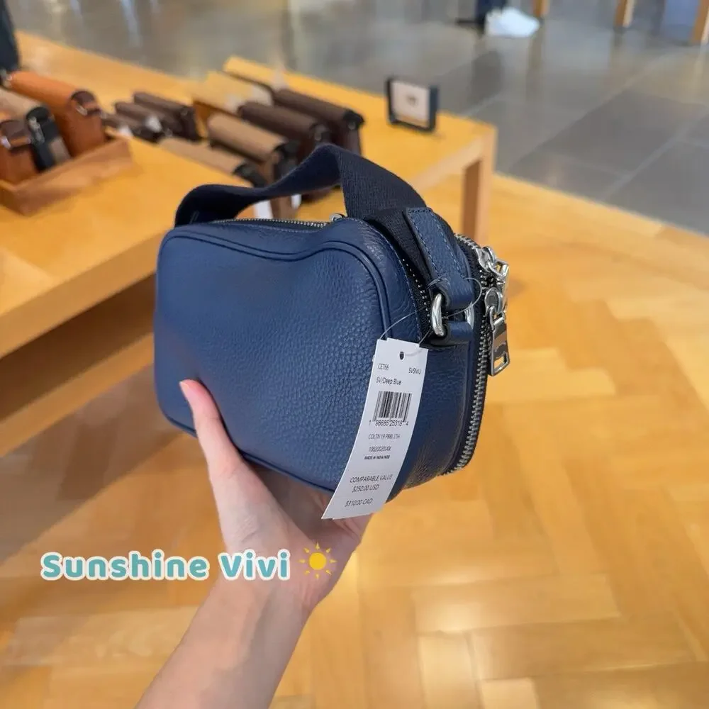 NWT Coach Colton Crossbody Bag 19 CET66 Pebble Leather Deep blue